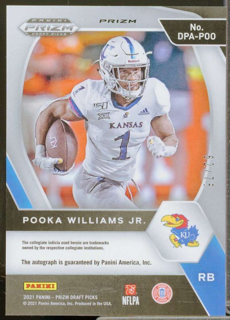 Pooka Williams Jr. 2021 Panini Prizm Draft Picks Autographs Prizms Blue Ice #87  Image 2