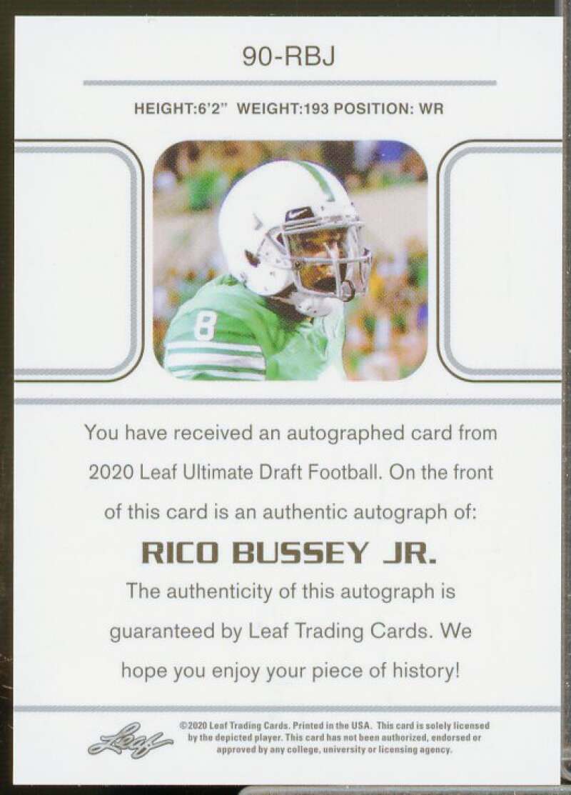 Rico Bussey Jr. 2021 Leaf Ultimate Draft Flashback '20 '90 Autographs #90RBJ  Image 2