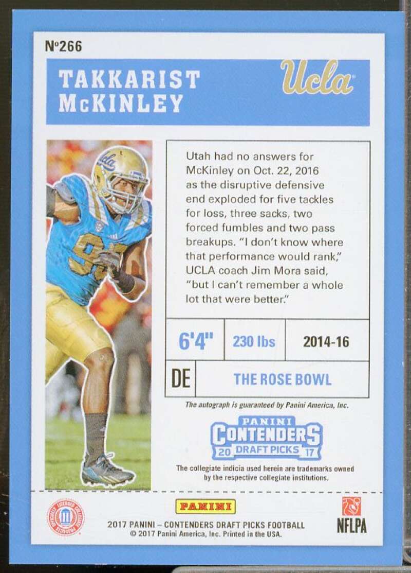 Takkarist McKinley AU Rookie 2017 Panini Contender Draft Picks Bowl Ticket #266  Image 2