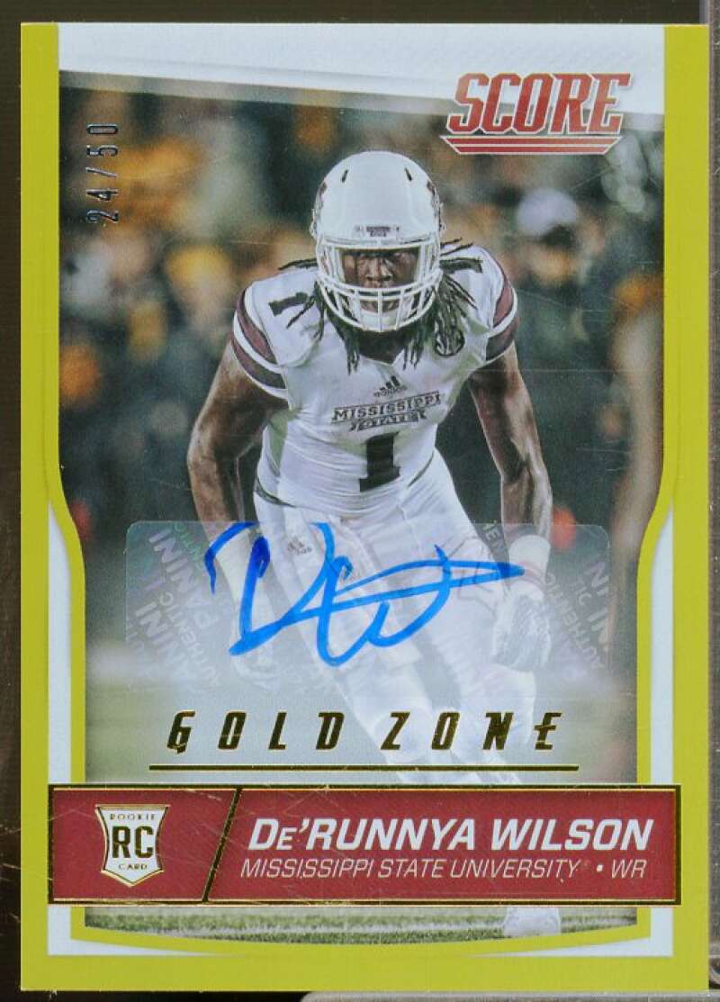 De'Runnya Wilson/50 Rookie Card 2016 Score Rookie Autographs Gold Zone #370  Image 1