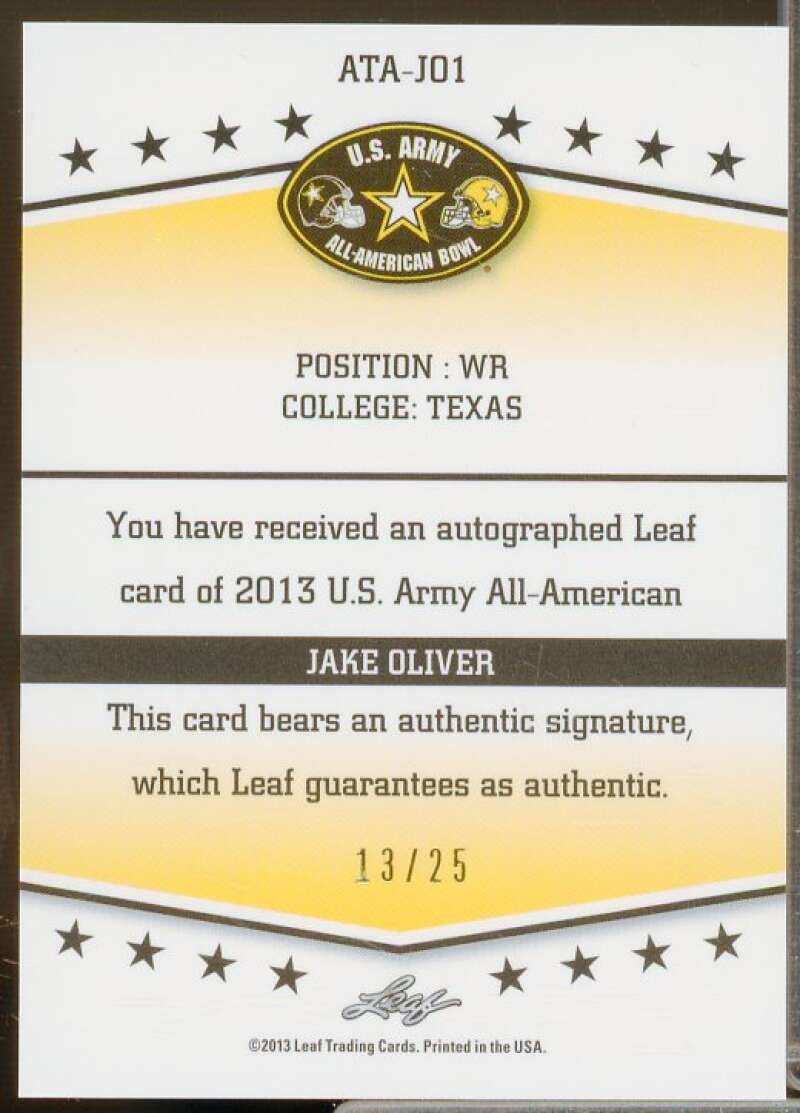 Jake Oliver 2013 Leaf Metal Army All-American Bowl Prismatic Silver #ATAJO1  Image 2