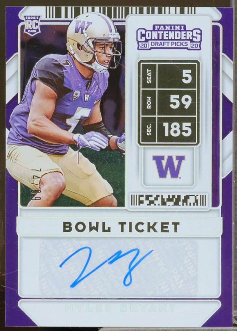 Myles Bryant AU Rookie Card 2020 Panini Contenders Draft Picks Bowl Ticket #196  Image 1