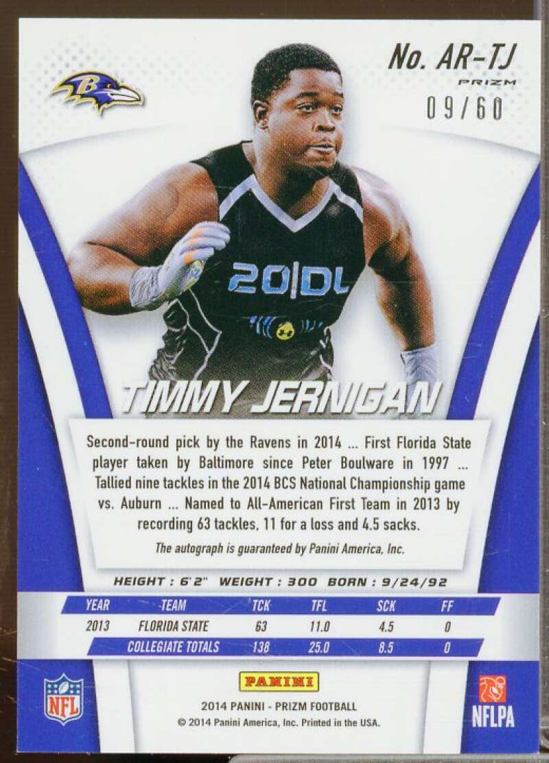 Timmy Jernigan/60 Rookie 2014 Panini Prizm Rookie Autographs Prizms Green #ARTJ  Image 2