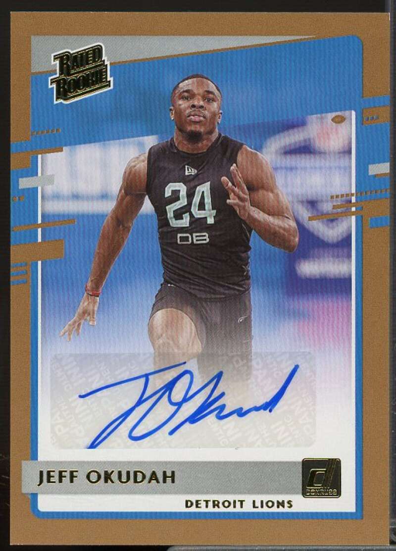 Jeff Okudah Rookie Card 2020 Donruss Rated Rookies Autographs Bronze #343  Image 1