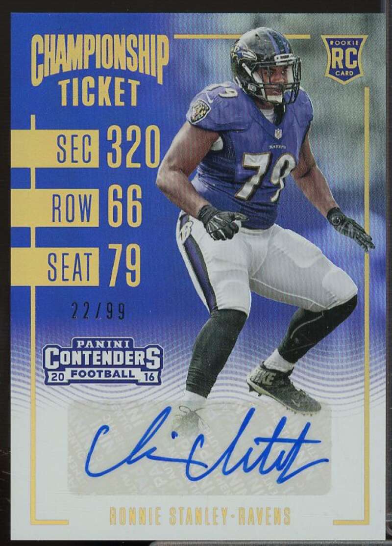 Ronnie Stanley AU/99 Rookie 2016 Panini Contenders Championship Ticket #104  Image 1