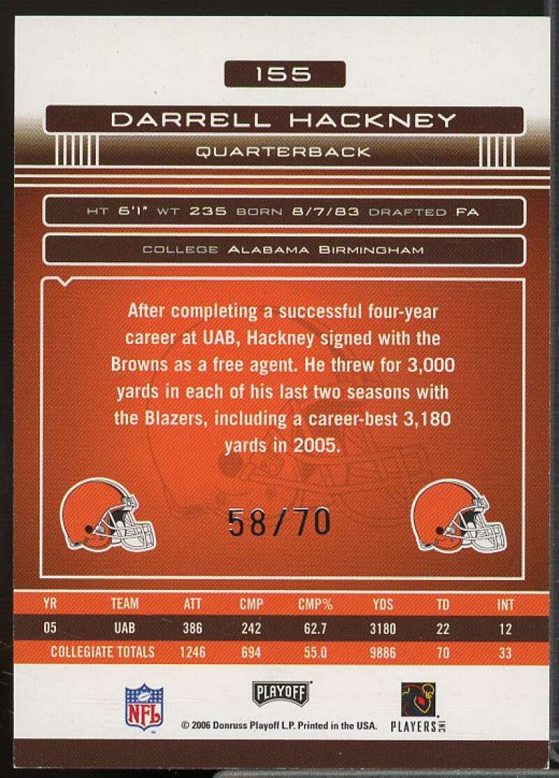 Darrell Hackney/70 2006 Absolute Memorabilia Spectrum Silver Autographs #155  Image 2