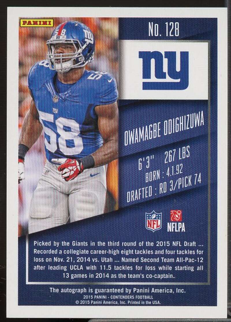 Owamagbe Odighizuwa AU/25 Card 2015 Panini Contenders Championship Ticket #128B  Image 2