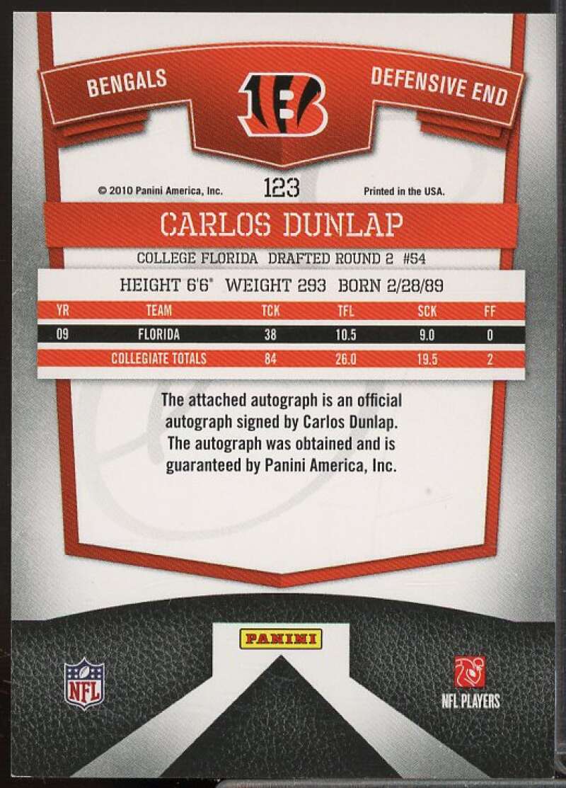 Carlos Dunlap/299 Rookie 2010 Donruss Elite Turn of the Century Autographs #123  Image 2