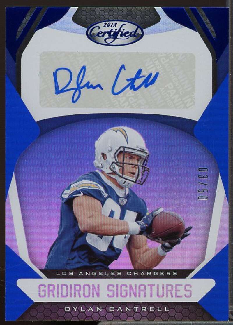 Dylan Cantrell Rookie Card 2018 Certified Gridiron Signatures Mirror Blue #18  Image 1