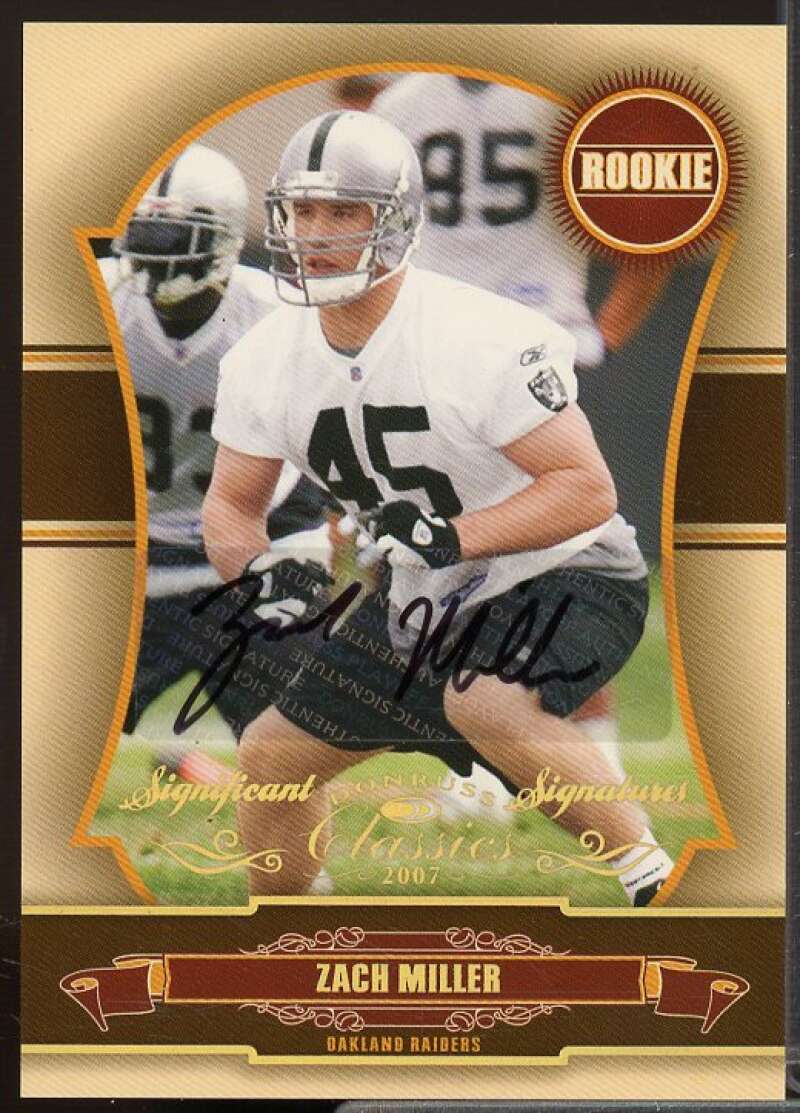 Zach Miller Rookie Card 2007 Donruss Classics Significant Signatures Gold #195  Image 1