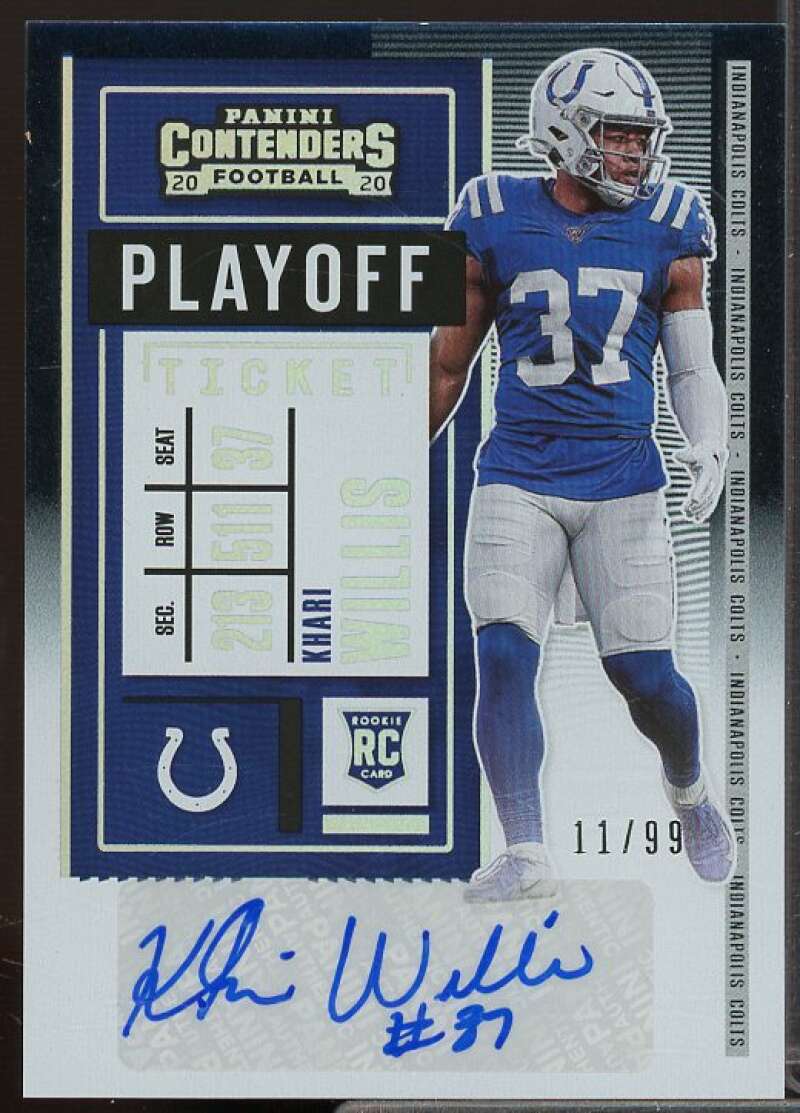 Khari Willis AU/99 Rookie Card 2020 Panini Contenders Playoff Ticket #292A  Image 1