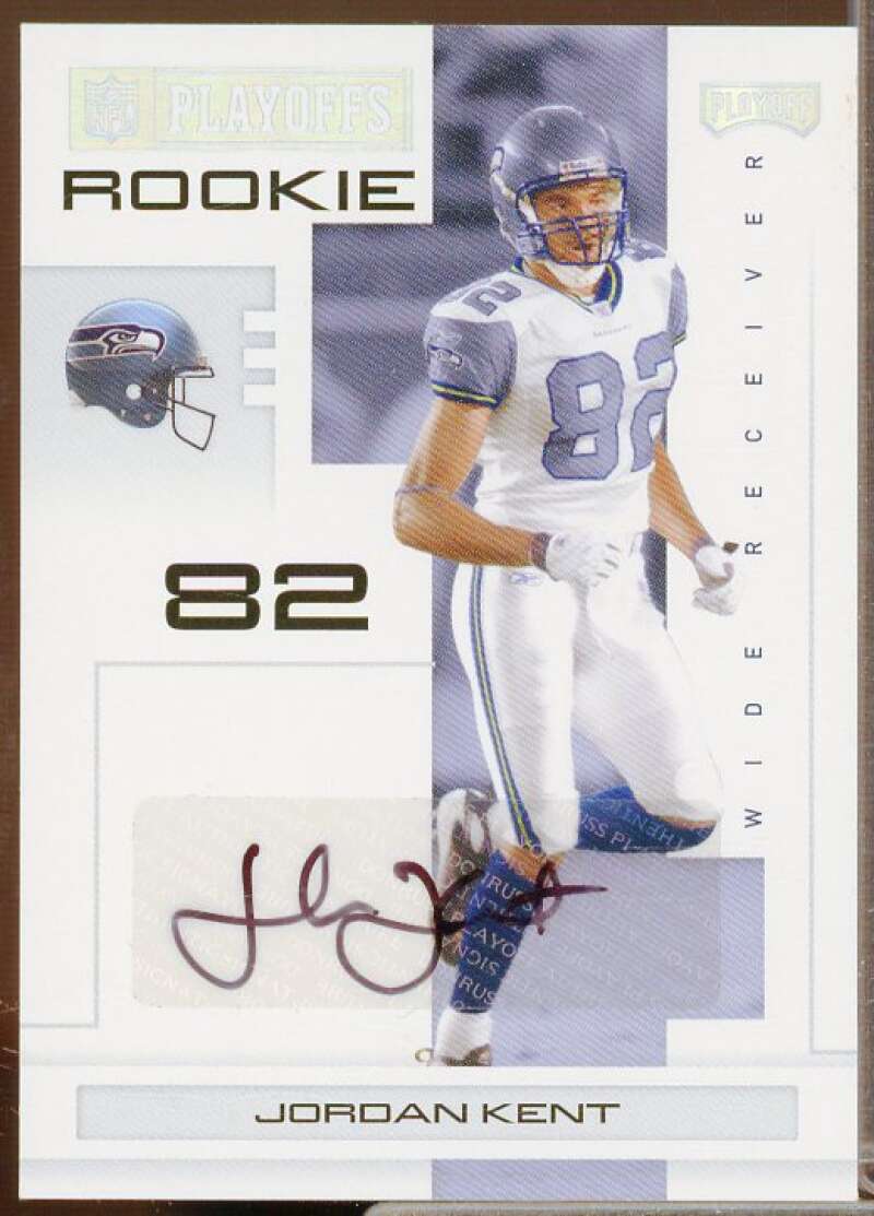 Jordan Kent Rookie Card 2007 Playoff NFL Playoffs Signatures Silver #153  Image 1