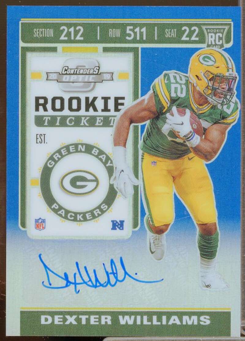 Dexter Williams AU Rookie Card 2019 Panini Contenders Optic Blue #167  Image 1