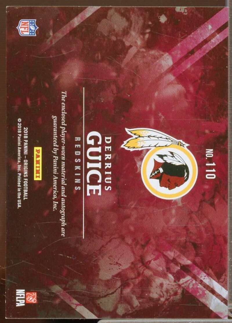 Derrius Guice JSY AU Rookie Card 2018 Panini Origins Red #110  Image 2