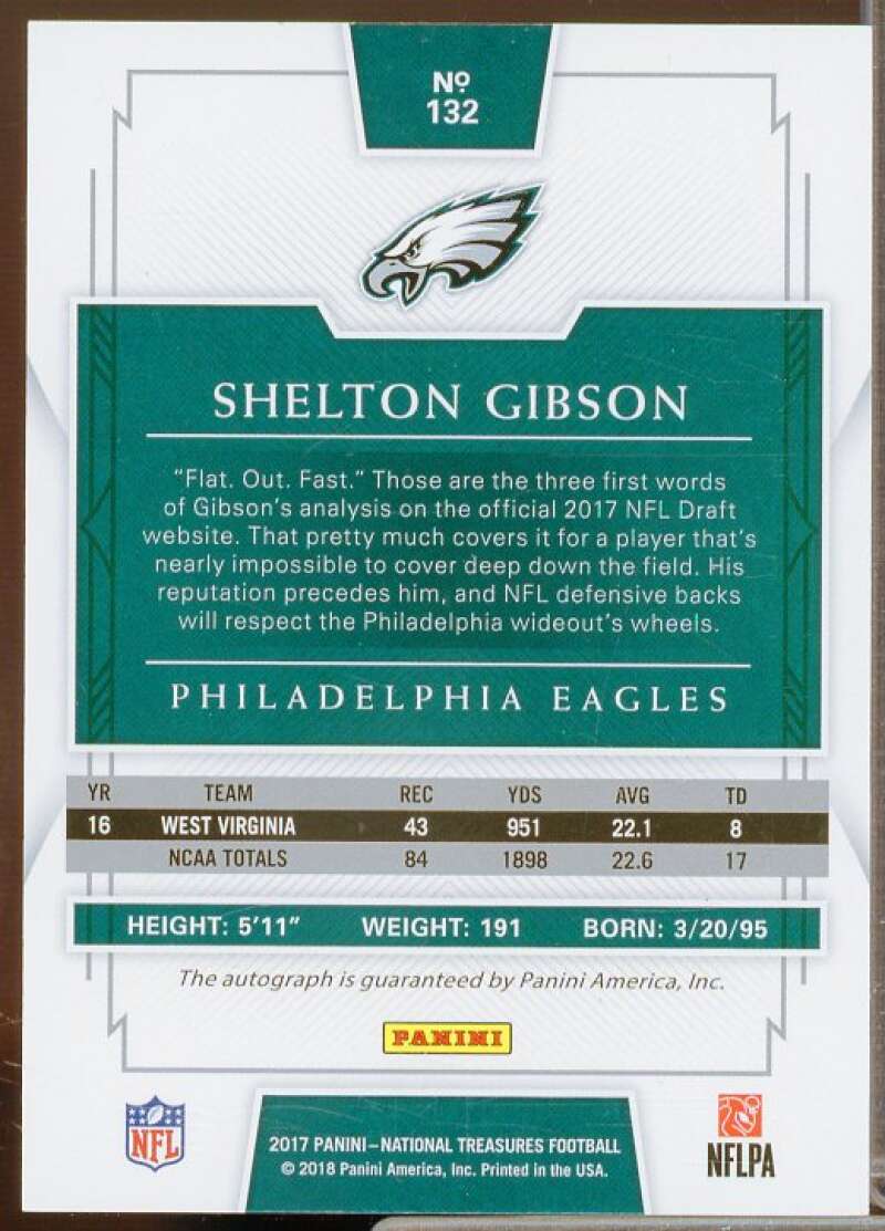 Shelton Gibson AU Rookie Card 2017 Panini National Treasures #132  Image 2