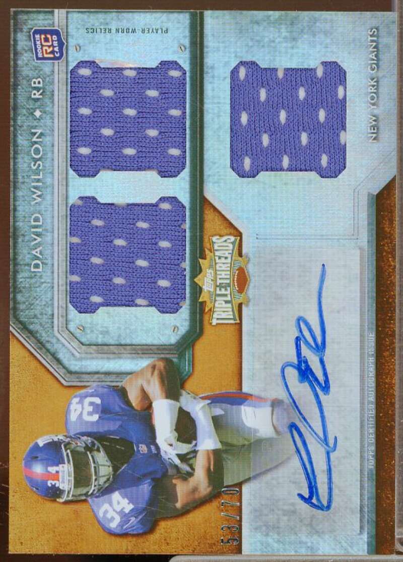 David Wilson JSY AU Rookie Card 2012 Topps Triple Threads Sepia #105  Image 1