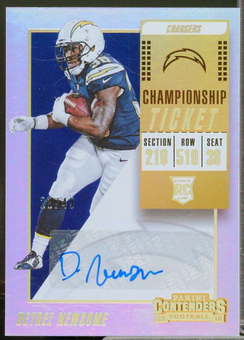 Detrez Newsome AU/49 Rookie 2018 Panini Contenders Championship Ticket #337  Image 1