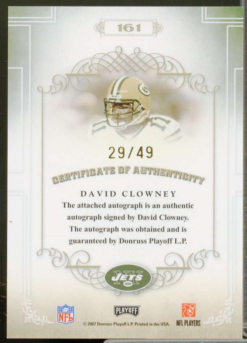 David Clowney Rookie Card 2007 Playoff National Treasures Signature Gold #161  Image 2