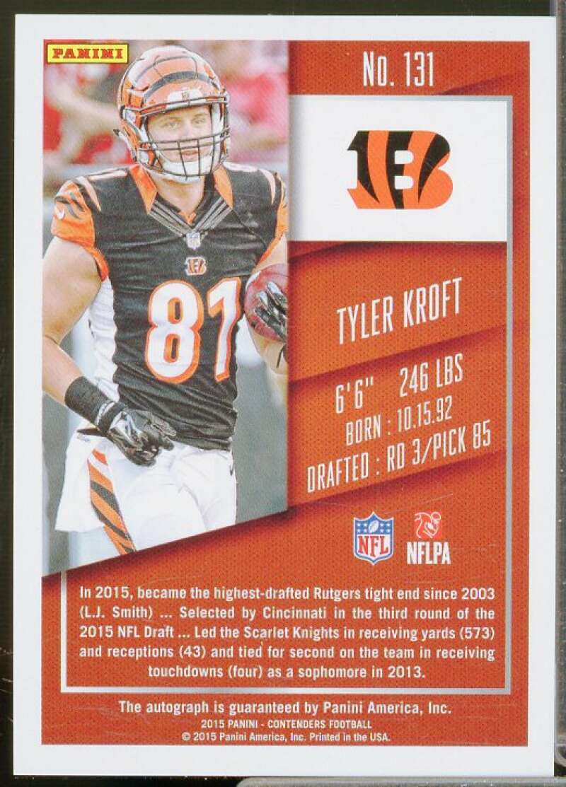 Tyler Kroft AU/99 Rookie Card 2015 Panini Contenders Championship Ticket #131A  Image 2