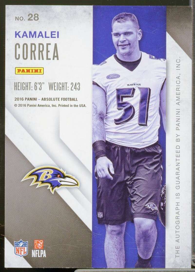 Kamalei Correa Card 2016 Absolute Rook Ink Gold #28  Image 2