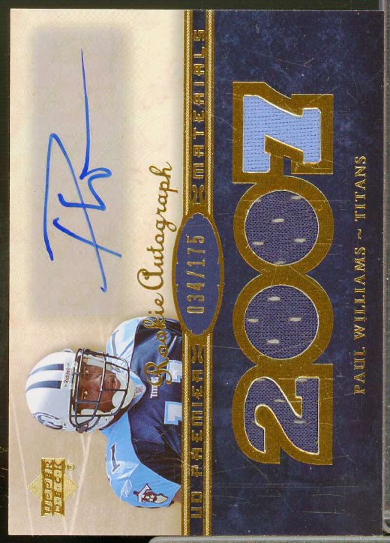 Paul Williams 2007 Upper Deck Premier Rookie Autographed Materials Gold #140  Image 1