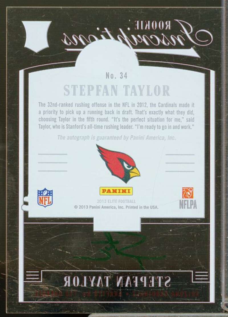 Stepfan Taylor SP B Rookie Card 2013 Elite Rookie Inscriptions Green Ink #34  Image 2