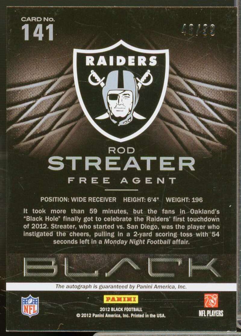 Rod Streater/99 Rookie Card 2012 Panini Black Rookie Signatures Gold #141  Image 2