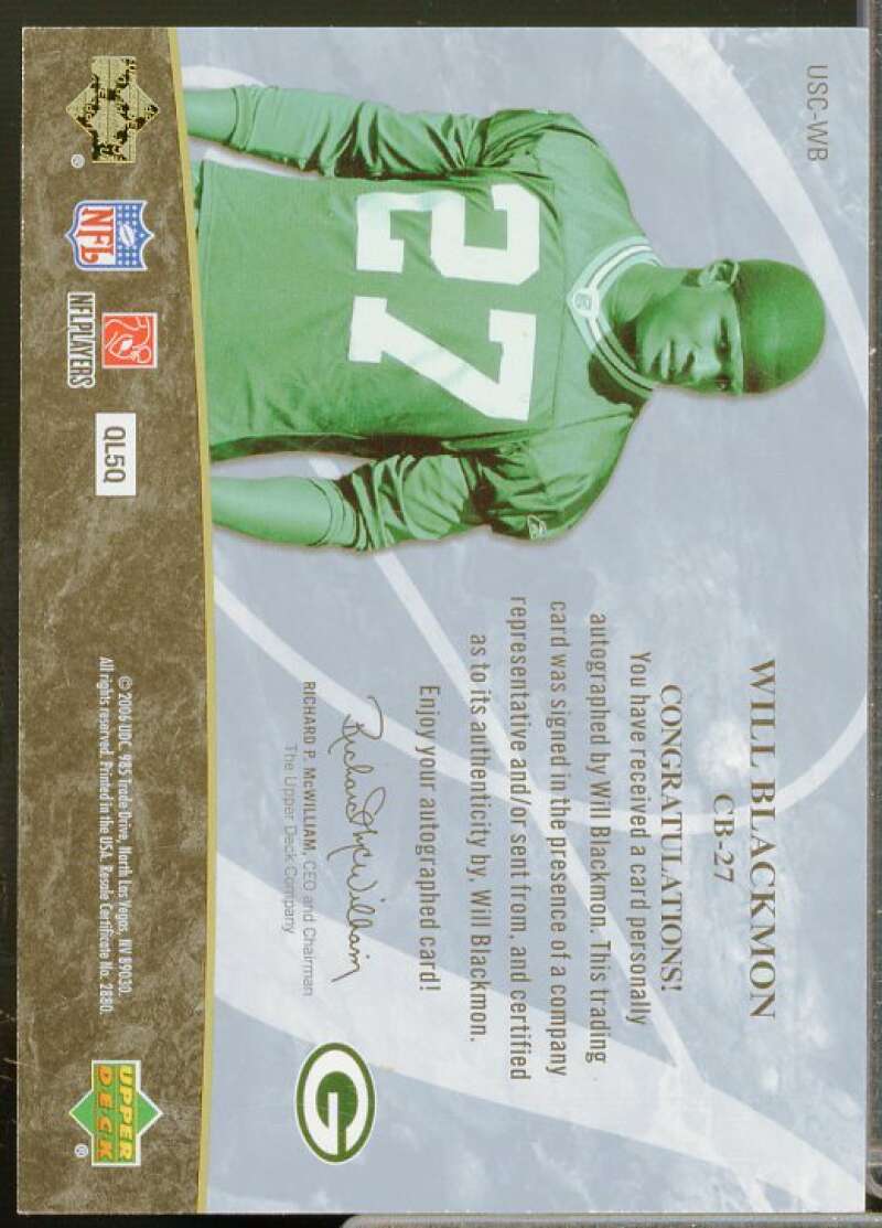 Will Blackmon Card 2006 Ultimate Collection Ultimate Scripts #USCWB  Image 2