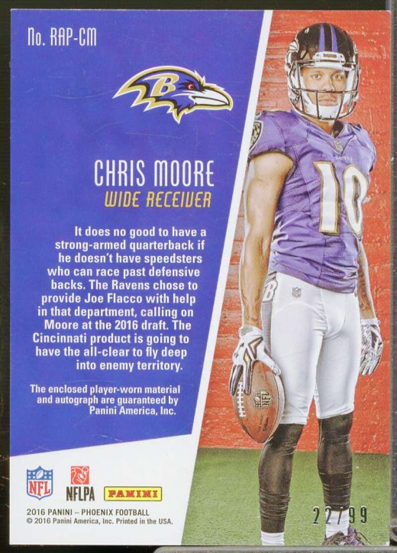 Chris Moore/99 JSY AU Rookie Card 2016 Panini Phoenix Orange #206  Image 2