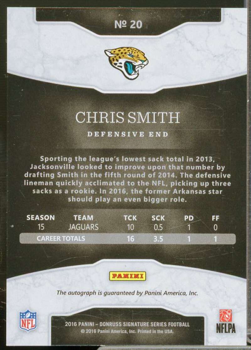 Chris Smith/25 Rookie Card 2016 Donruss Signature Series Holo Silver #20  Image 2