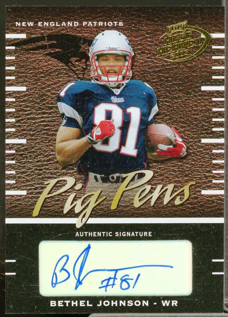 Bethel Johnson/35 Card 2003 Playoff Hogg Heaven Pig Pens Autographs #PP17  Image 1