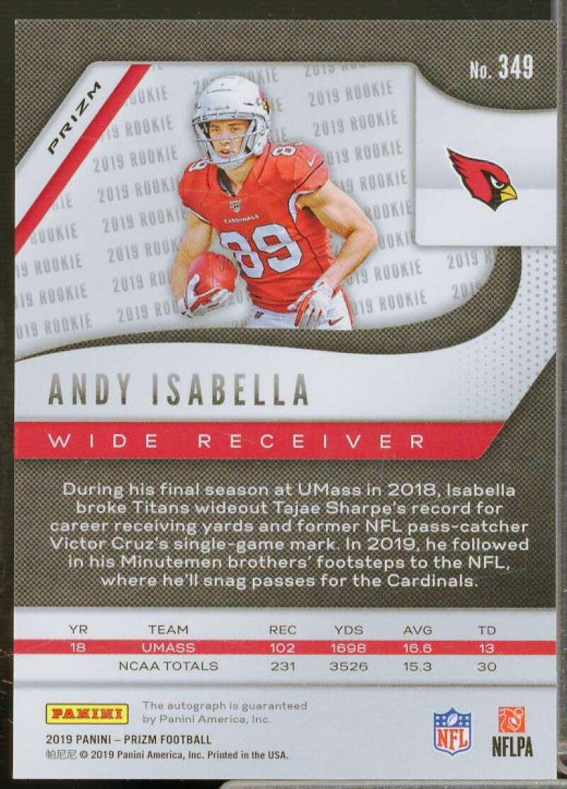 Andy Isabella Rookie 2019 Panini Prizm Rookie Autographs Prizms Neon Green #349  Image 2