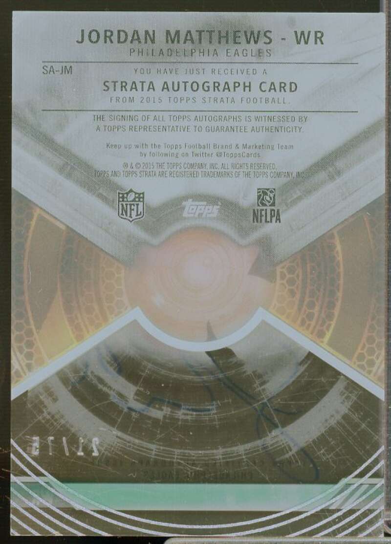 Jordan Matthews Card 2015 Topps Strata Autographs Green #SAJM  Image 2