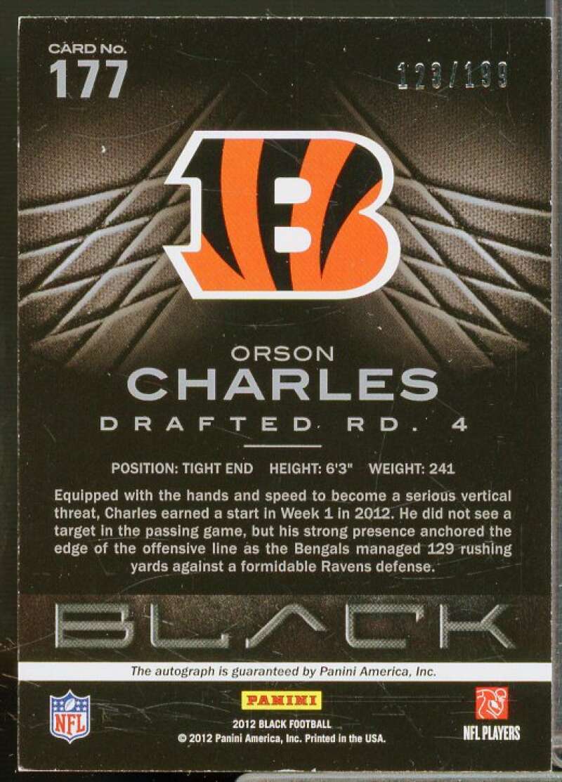 Orson Charles/199 Rookie Card 2012 Panini Black Rookie Signatures #177  Image 2