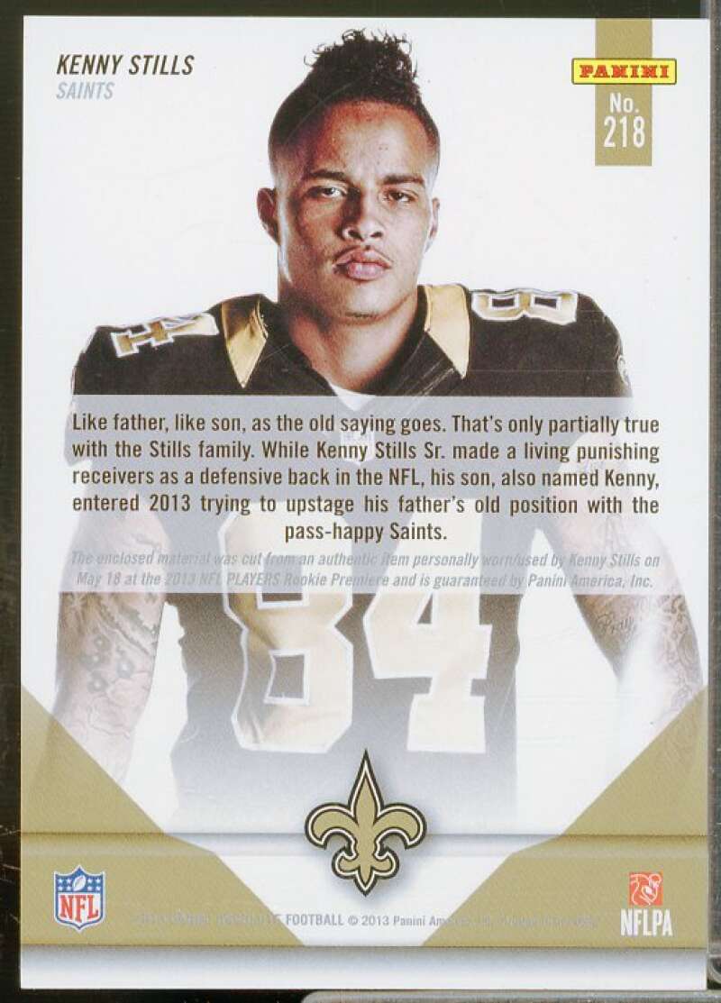 Kenny Stills 2013 Absolute Rookie Premiere Materials Auto Jersey Number #218  Image 2