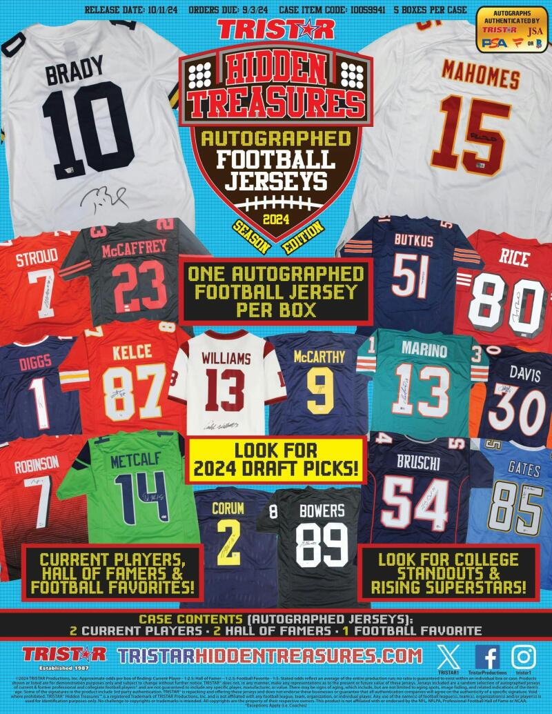 2024 TriStar Hidden Treasures Autographed Football Jerseys Season Edition Hobby Box Image 3