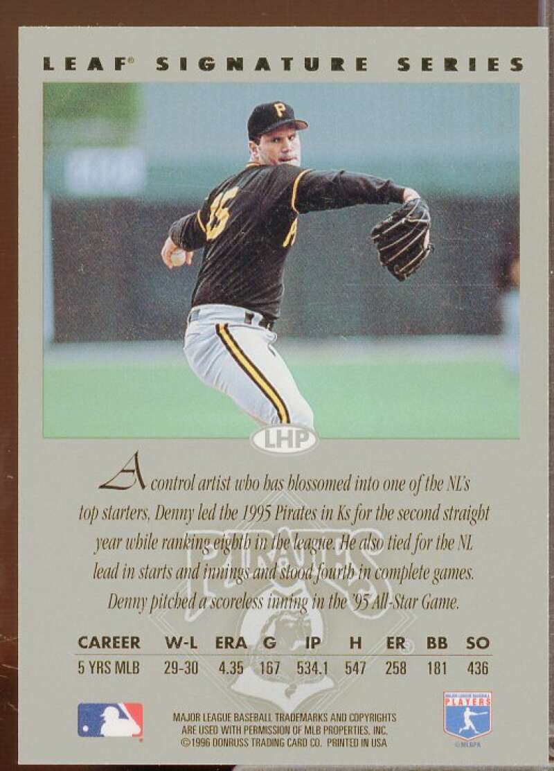 Denny Neagle Card 1996 Leaf Signature Autographs #166  Image 2