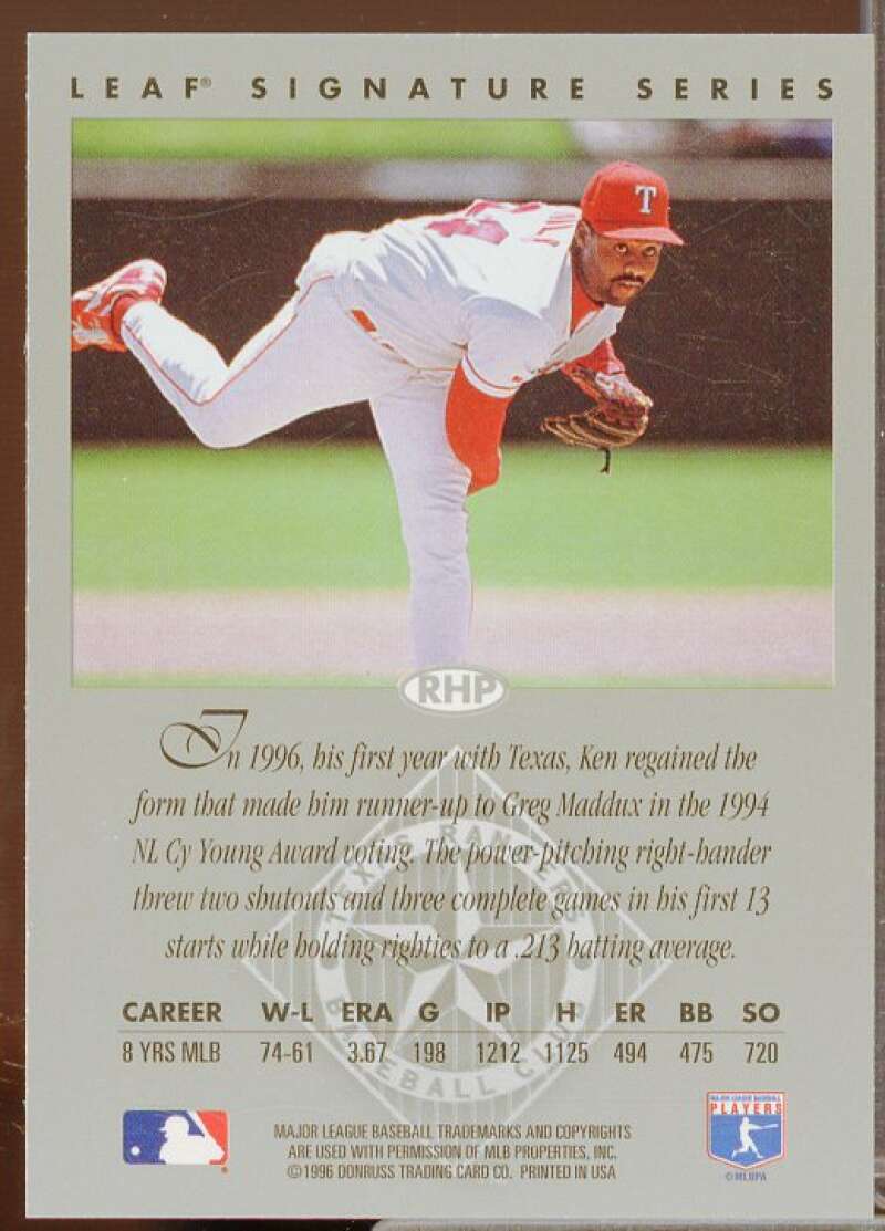 Ken Hill Card 1996 Leaf Signature Autographs #103  Image 2