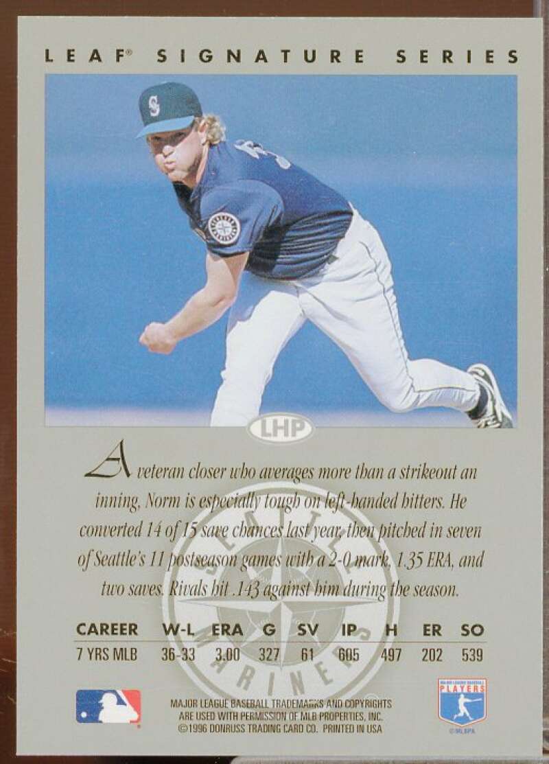 Norm Charlton Card 1996 Leaf Signature Autographs #44  Image 2