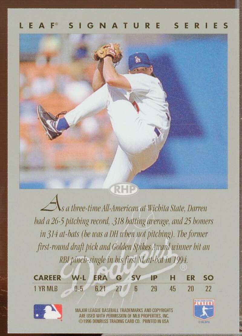 Darren Dreifort Card 1996 Leaf Signature Autographs #59  Image 2