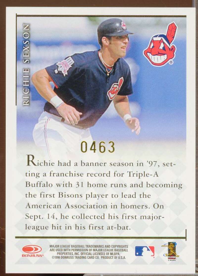 Richie Sexson Card 1998 Donruss Signature Autographs Millennium #104  Image 2