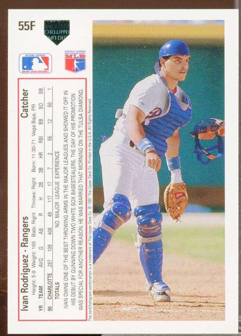 Ivan Rodriguez Rookie Card 1991 Upper Deck Final Edition #55F  Image 2