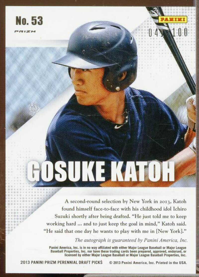 Gosuke Katoh 2013 Prizm Perennial Draft Picks Prospect Signature Red Prizms #53  Image 2