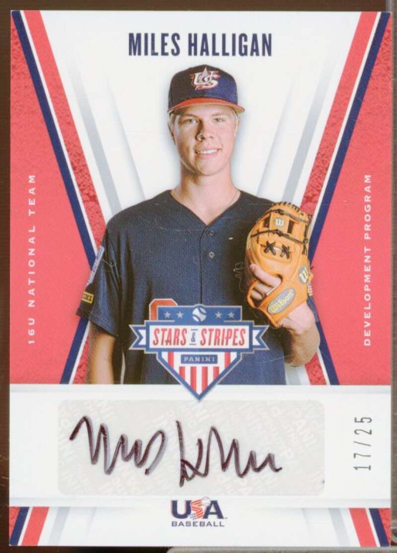 Miles Halligan 2019 USA Baseball Stars and Stripes 16U Signatures Black Ink #15  Image 1