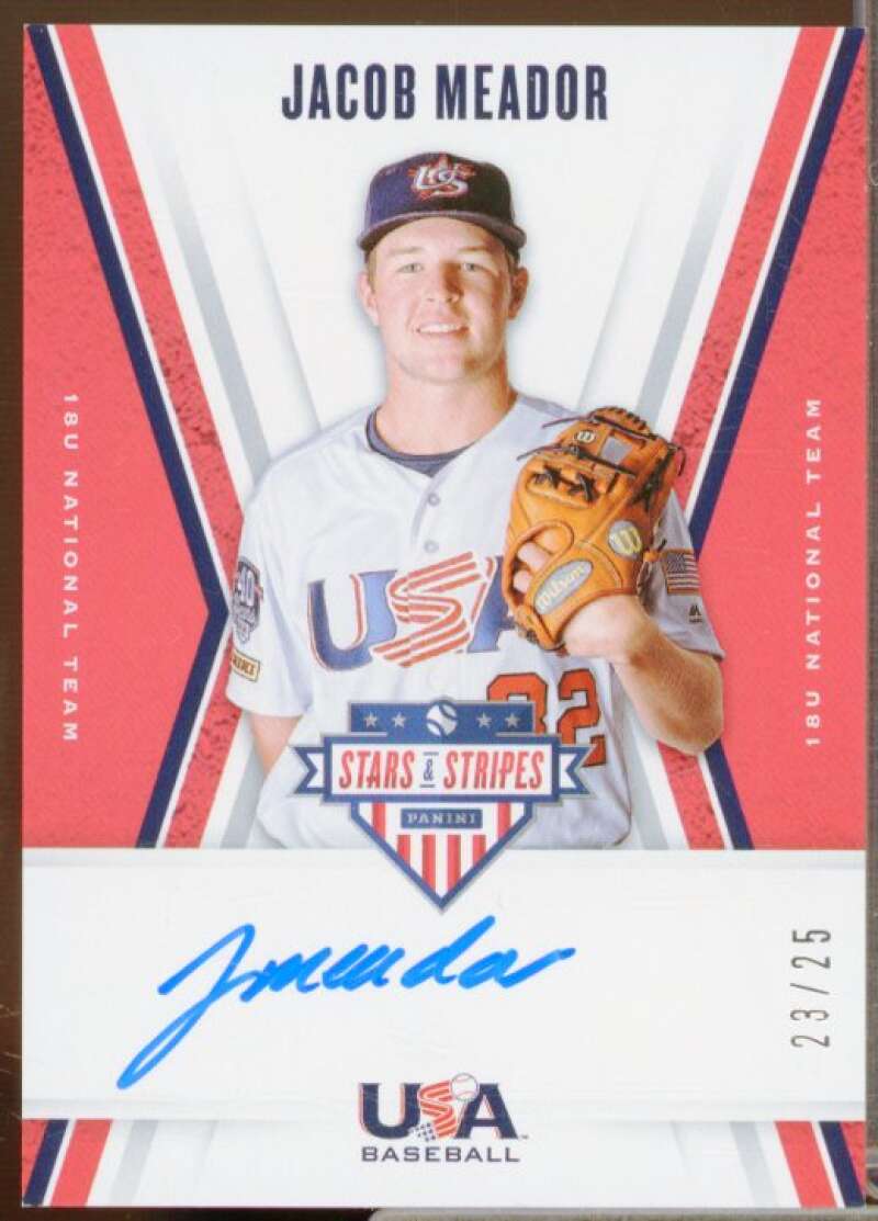 Jacob Meador 2019 USA Baseball Stars and Stripes 18U Signatures Blue Ink #26  Image 1