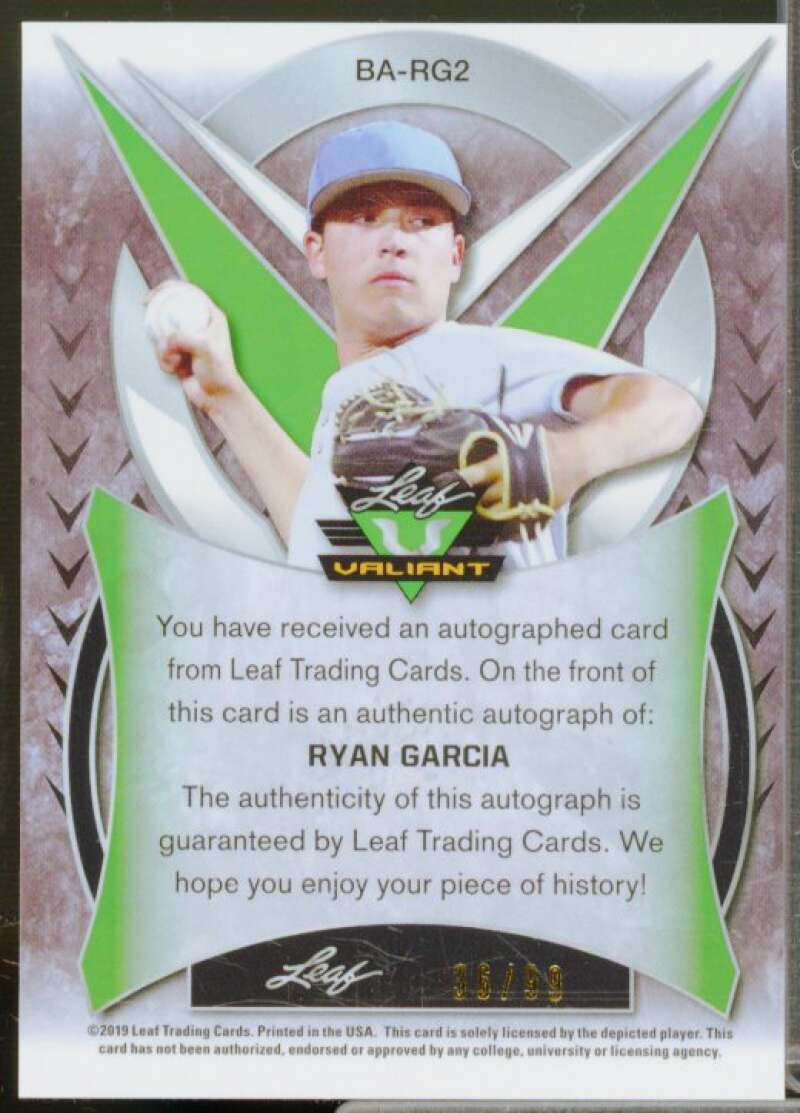 Ryan Garcia Rookie Card 2019 Leaf Valiant Green Prismatic #BARG2  Image 2