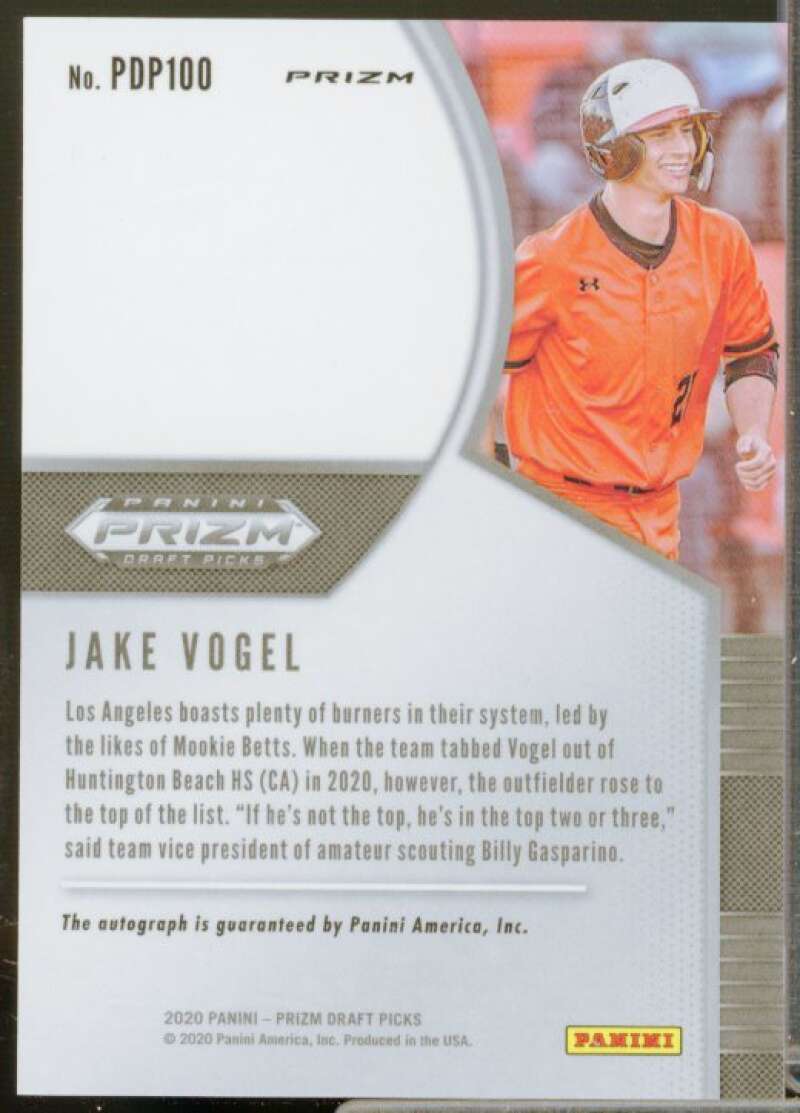 Jake Vogel 2020 Prizm Draft Picks Base Autographs Prizms Red Purple Hyper #100  Image 2