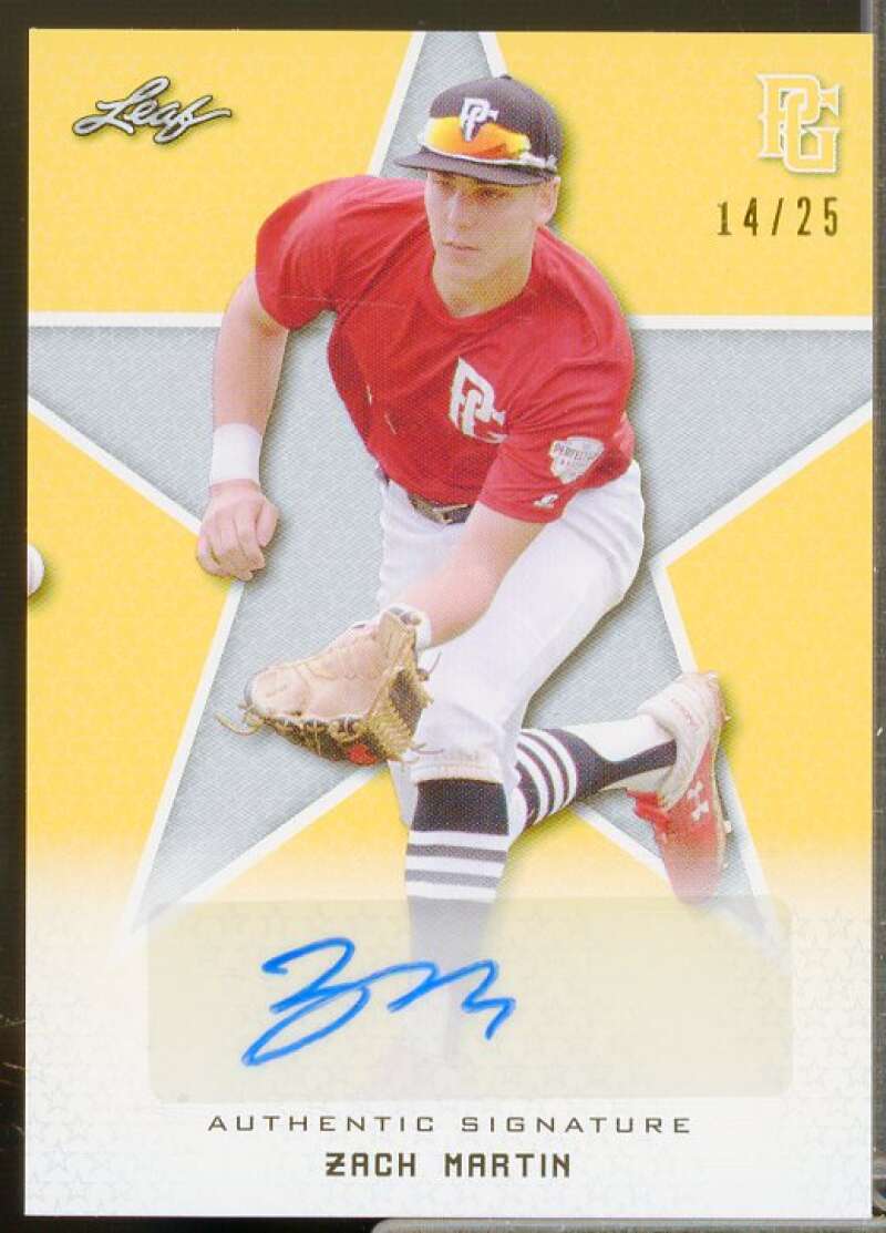 Zach Martin 2020 Leaf Perfect Game National Showcase Autographs Yellow #BAZM1  Image 1