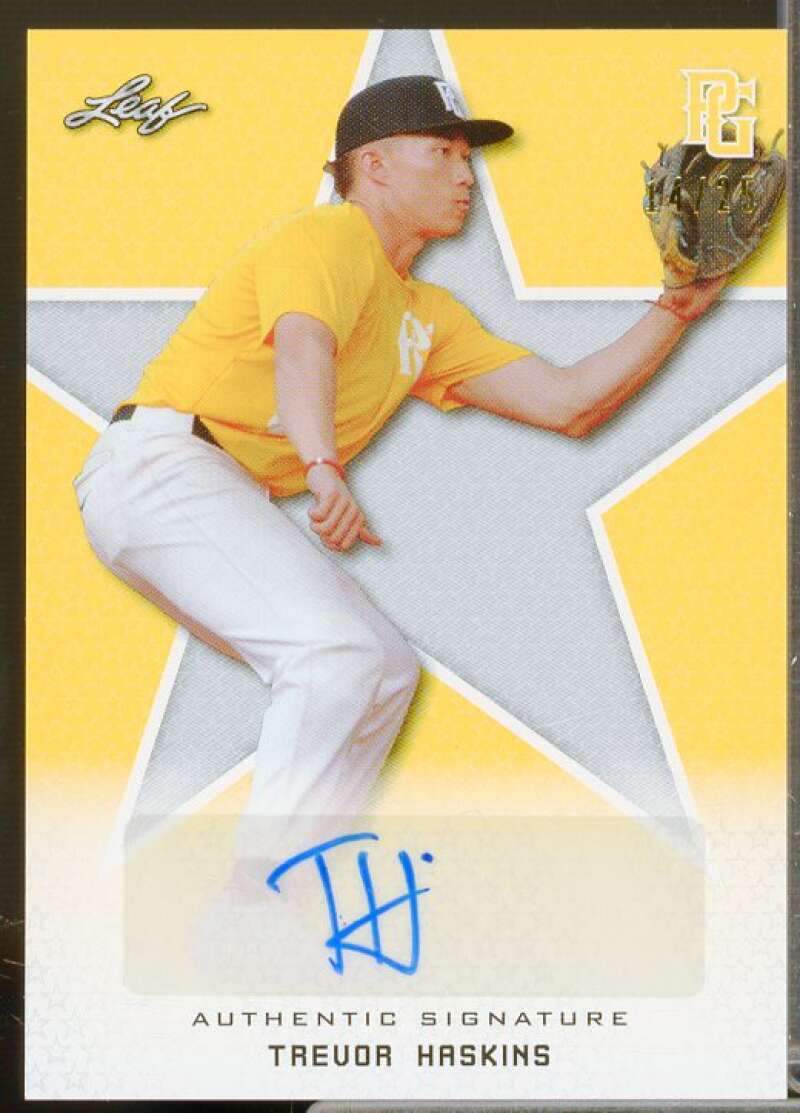 Trevor Haskins 2020 Leaf Perfect Game National Showcase Autograph Yellow #BATH2  Image 1