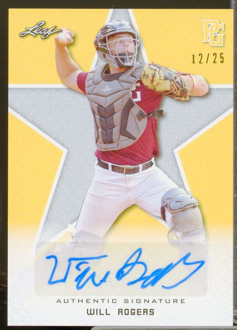 Will Rogers 2020 Leaf Perfect Game National Showcase Autographs Yellow #BAWR1  Image 1